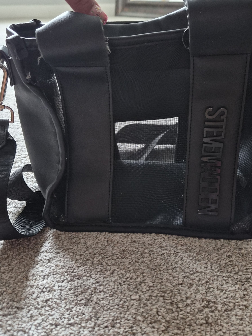 Steve Madden Black Nylon Messenger Crossbody Bag